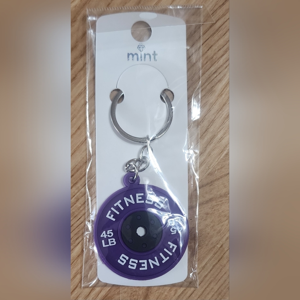 Fitness Barbell Keychain